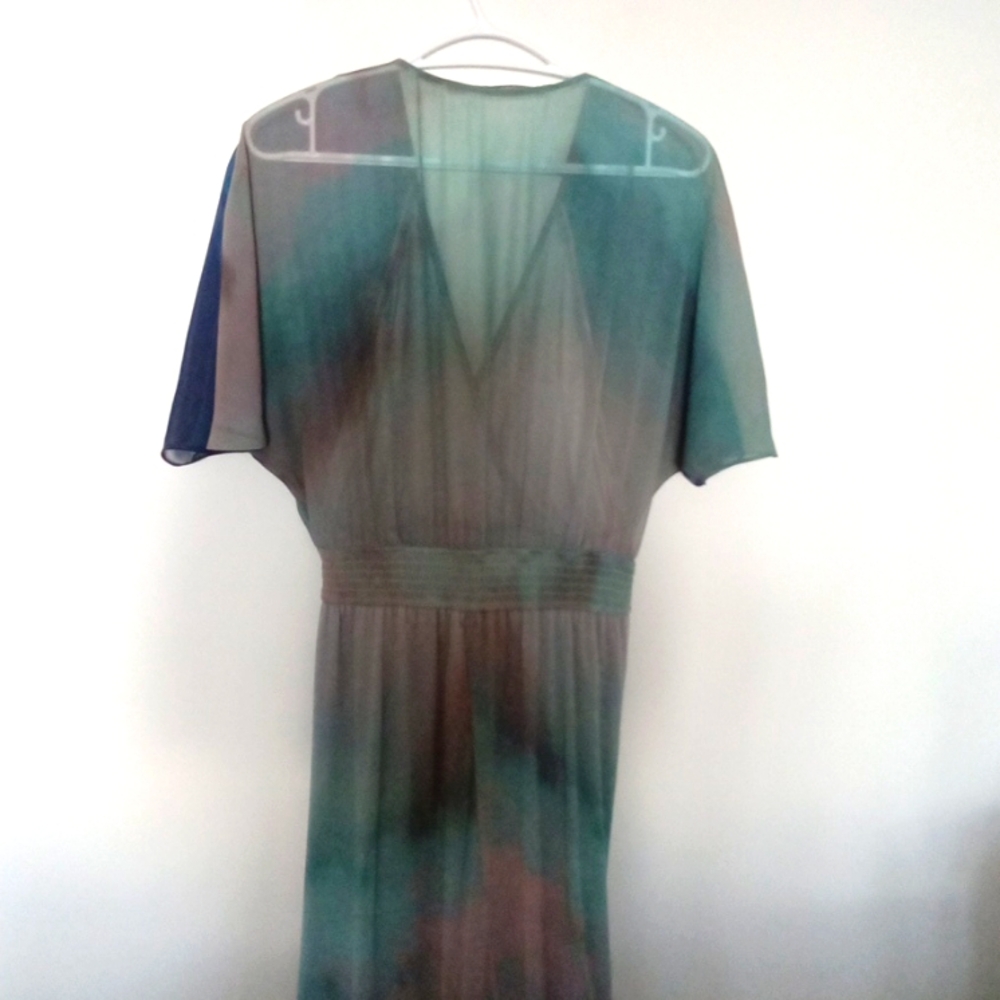 Twelfth Street by Cynthia Vincent Women's Grey & Sunset Watercolor Maxi Dress - Picture 7 of 8
